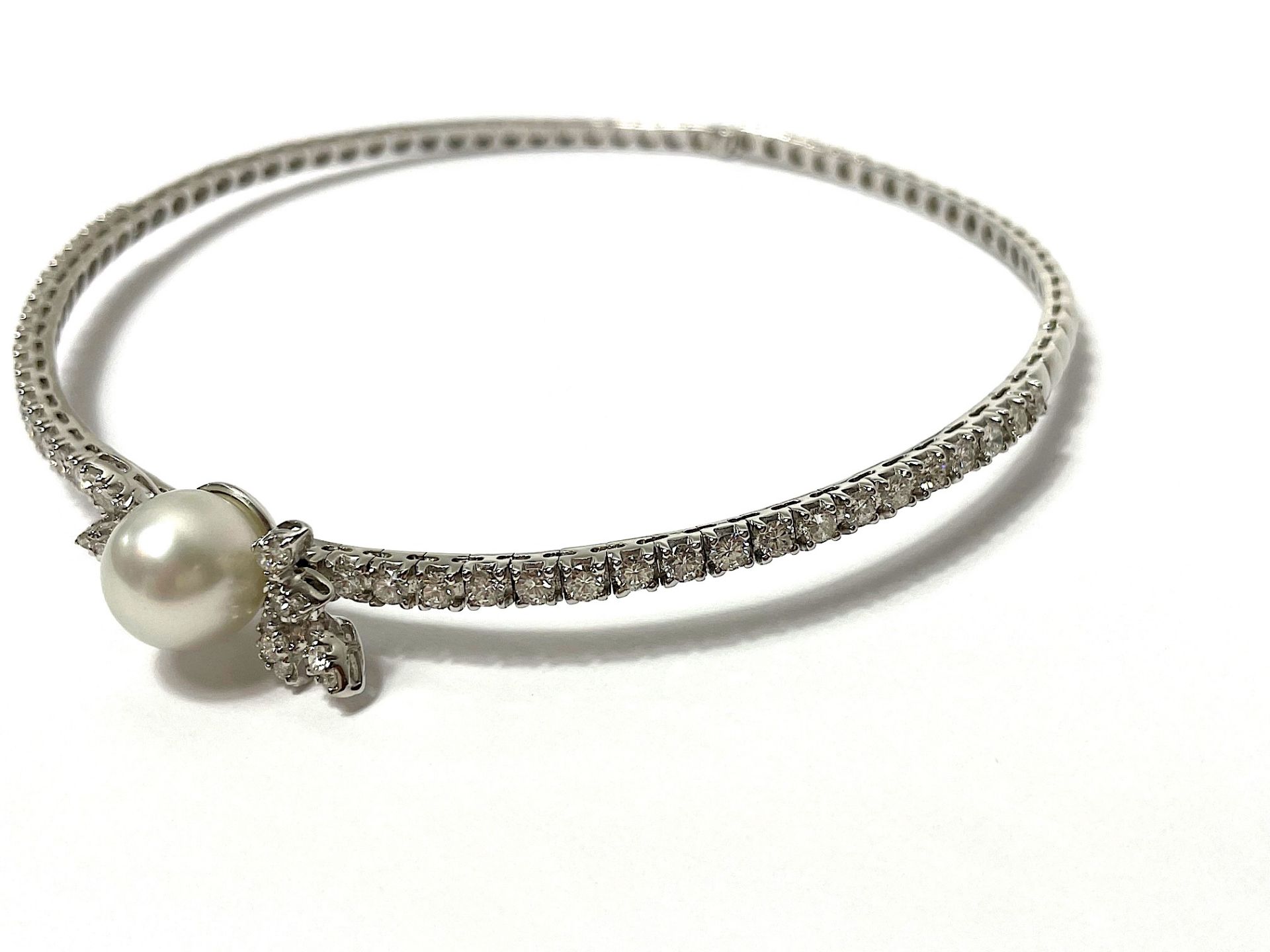 Choker white gold with brilliant-cut diamonds and pearl - Image 2 of 8