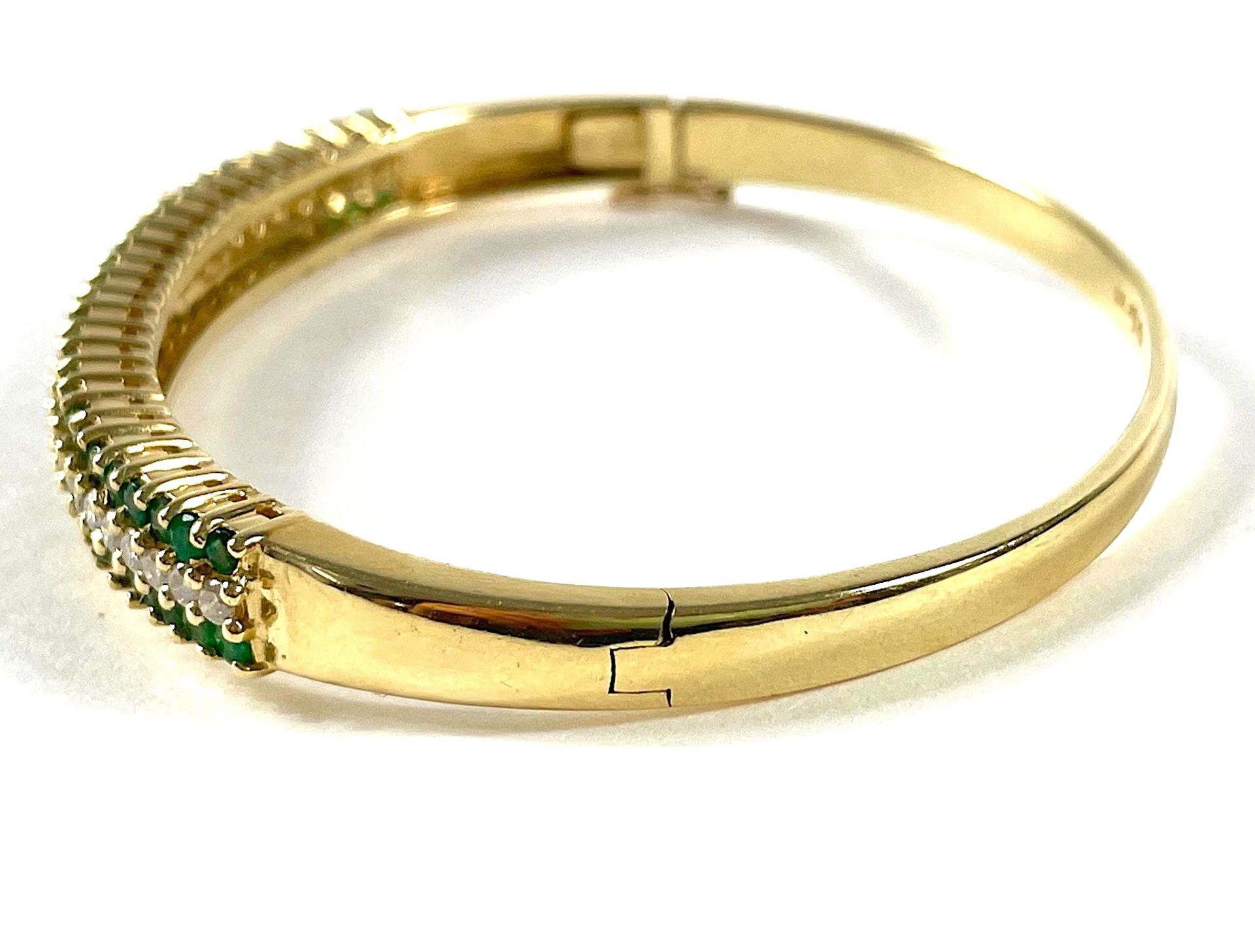 Emerald and diamond bangle  - Image 2 of 5