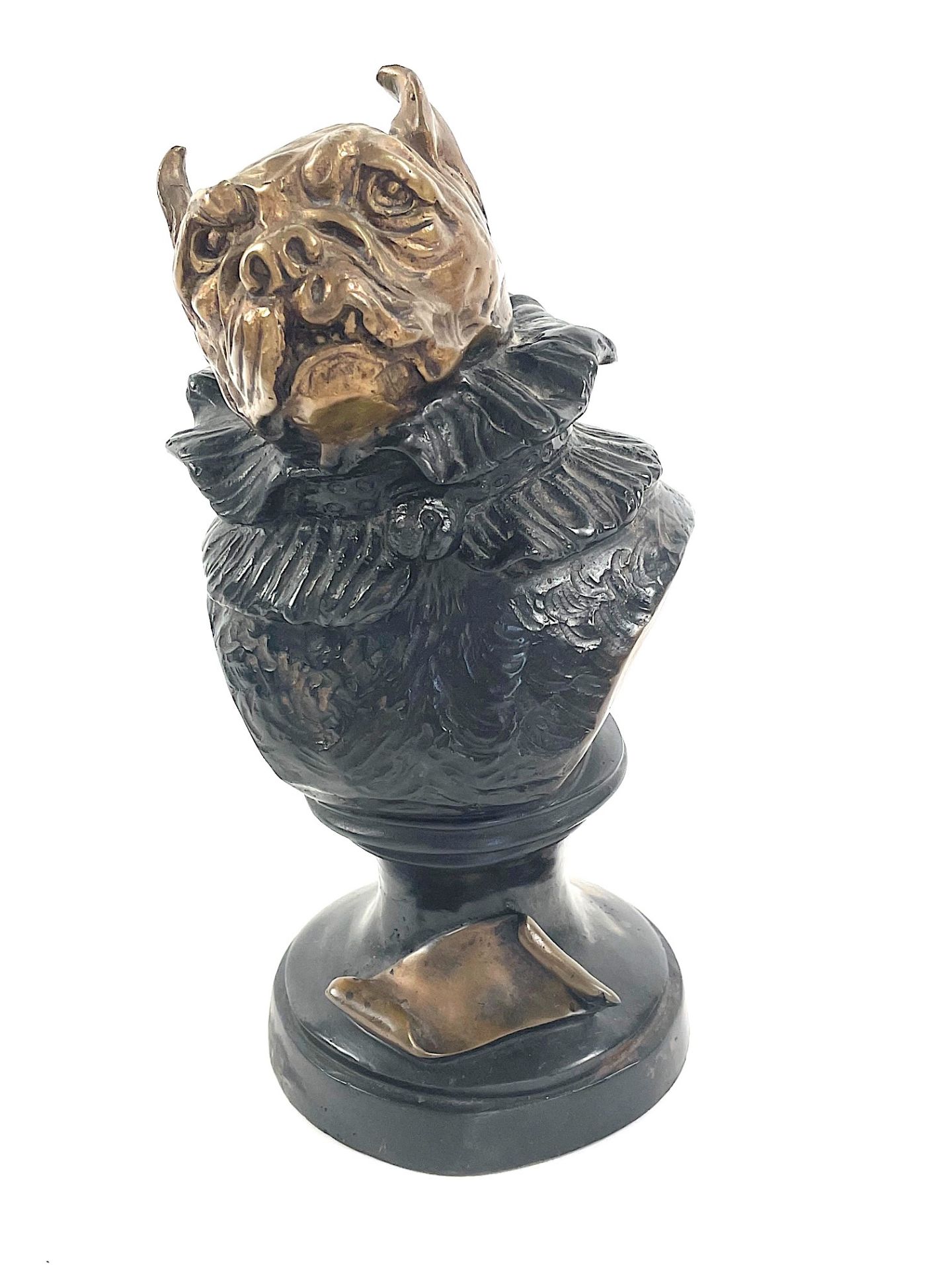 Bronzebüste 'Hundekopf mit Rüschenkragen' - Bild 5 aus 10