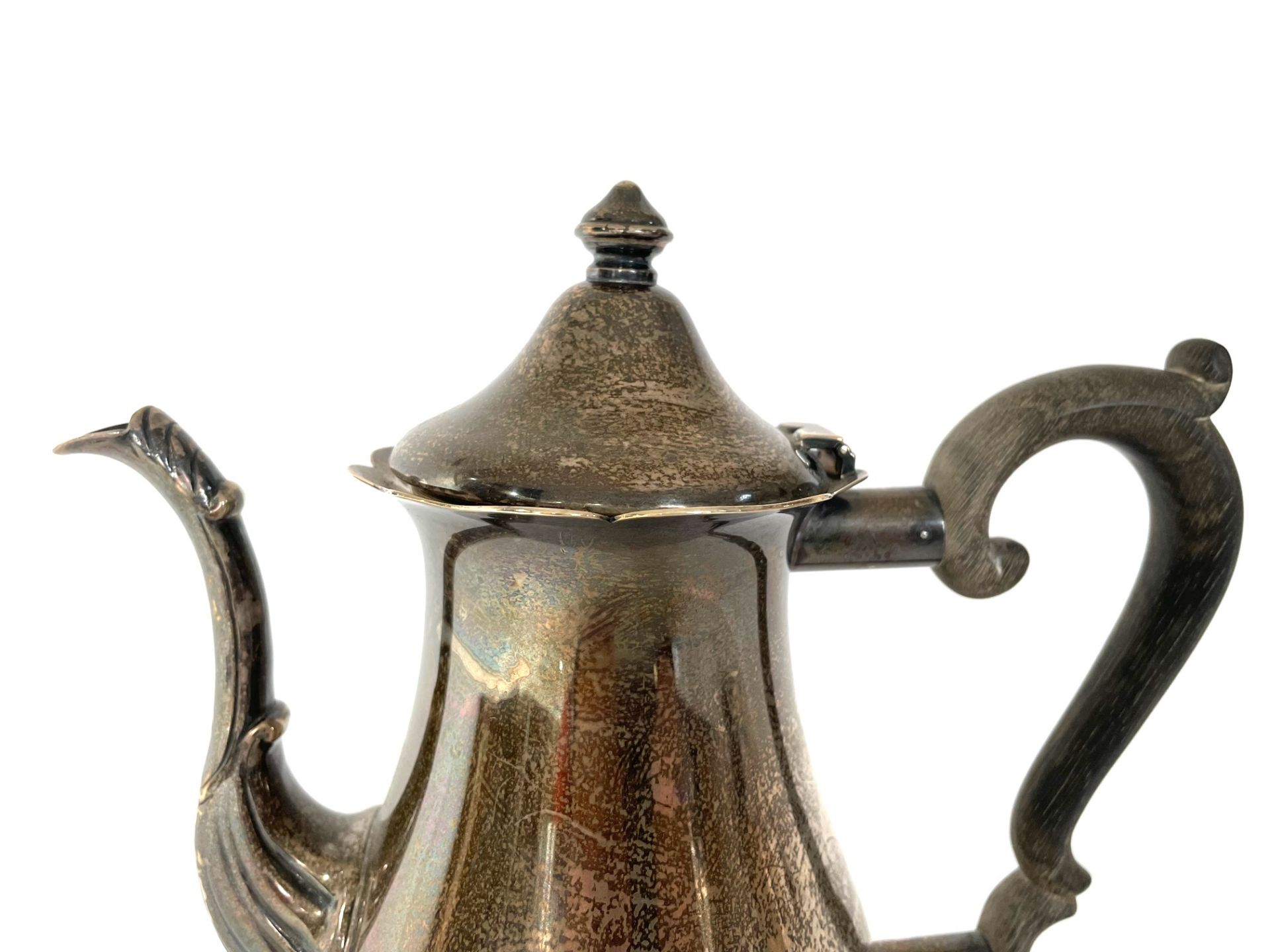 925 silver coffee pot with wooden handle and cream jug - Image 4 of 14