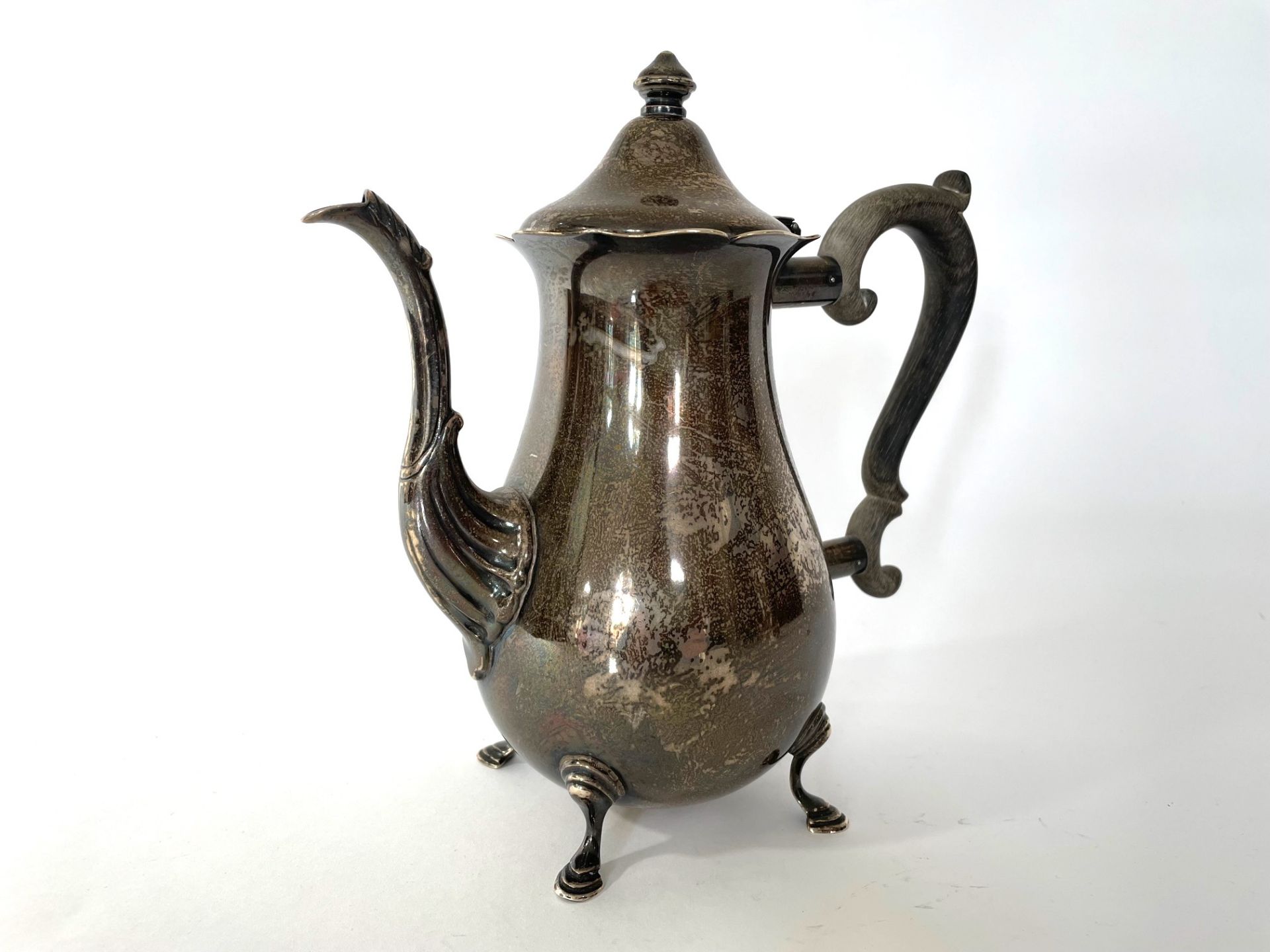 925 silver coffee pot with wooden handle and cream jug - Image 2 of 14