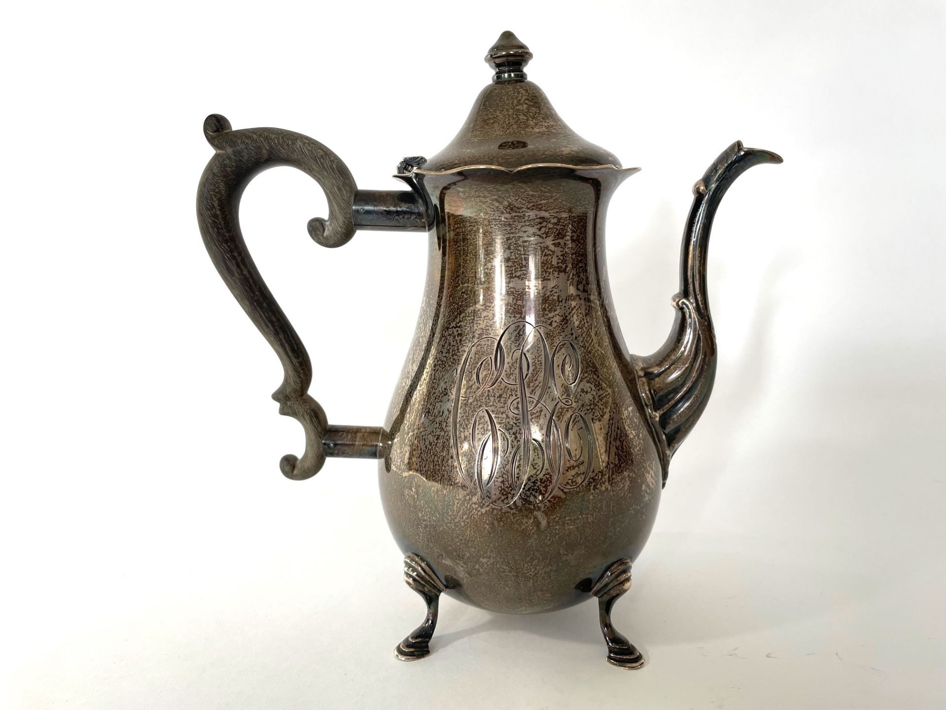 925 silver coffee pot with wooden handle and cream jug - Image 3 of 14