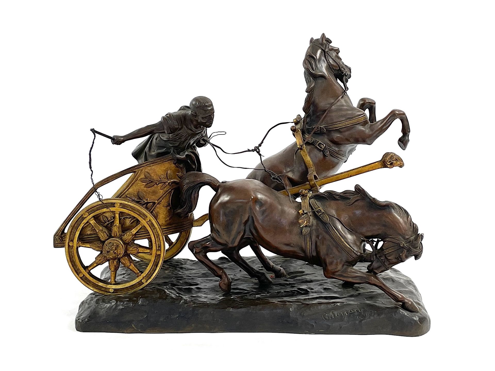 GUISEPPE FERRARI Bronzeskulptur 'Römischer Streitwagen' - Bild 8 aus 24