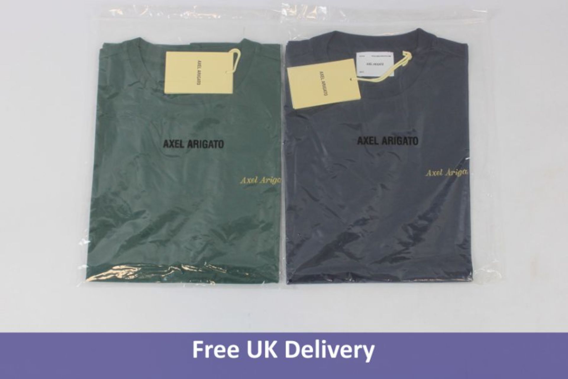 Two Axel Arigato Men's T-Shirts, Size M, to include 1x Forest Green and 1x Logo T-Shirt, Navy