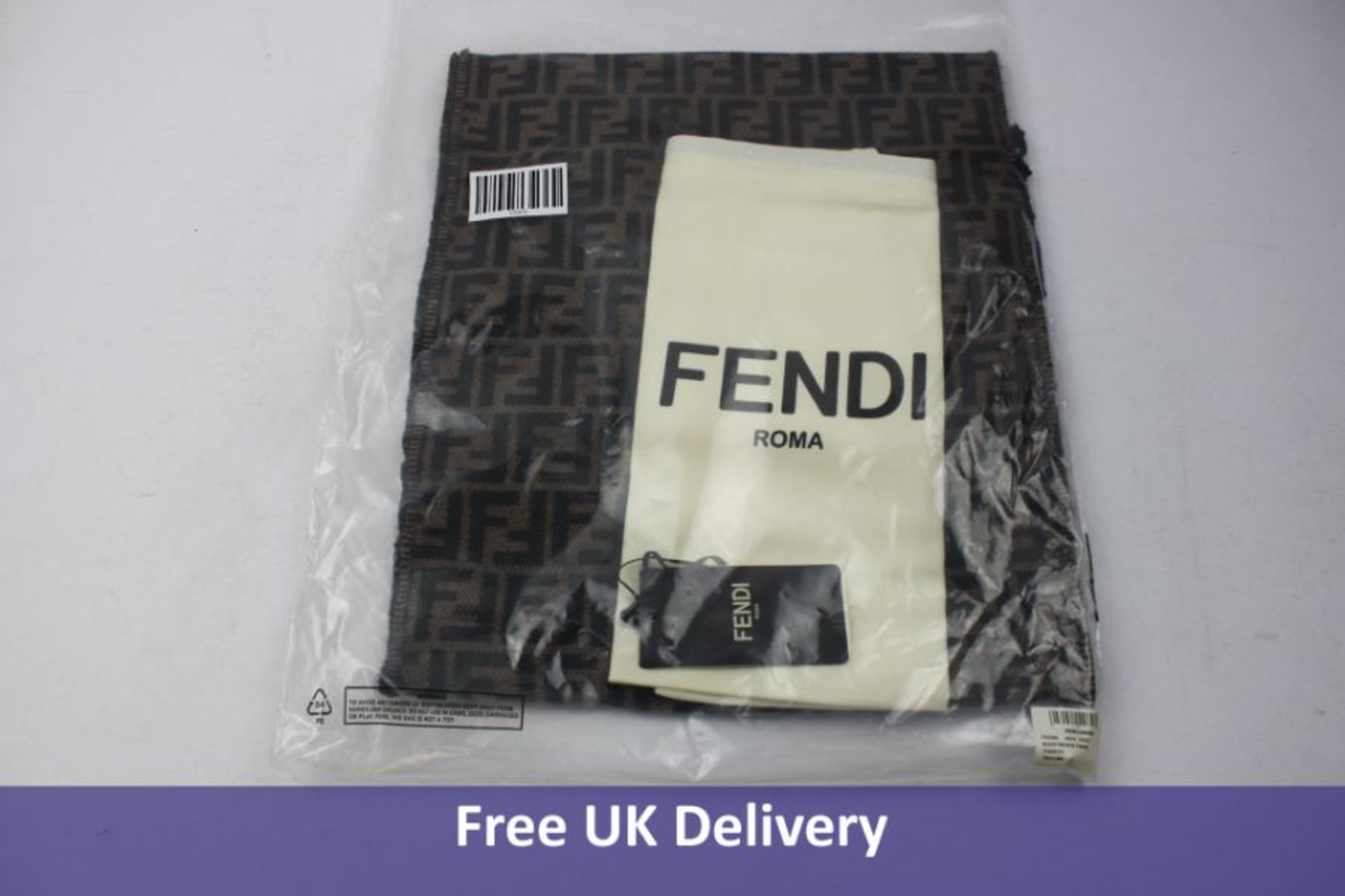 Fendi Scarf, Black and Brown Logo