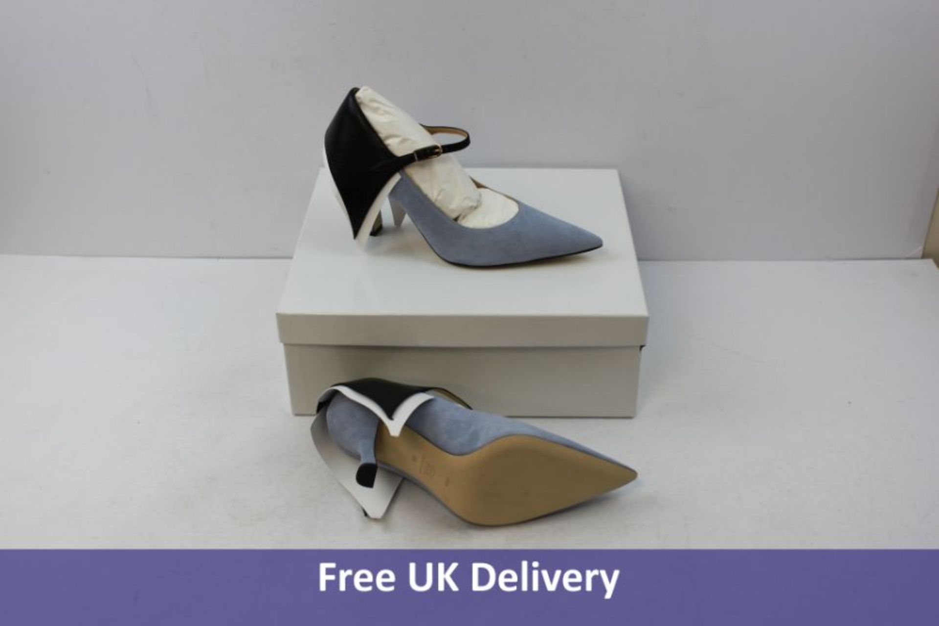 Loewe Mary Jane Pumps, Suede and Leather, Black and Light Blue, UK 6