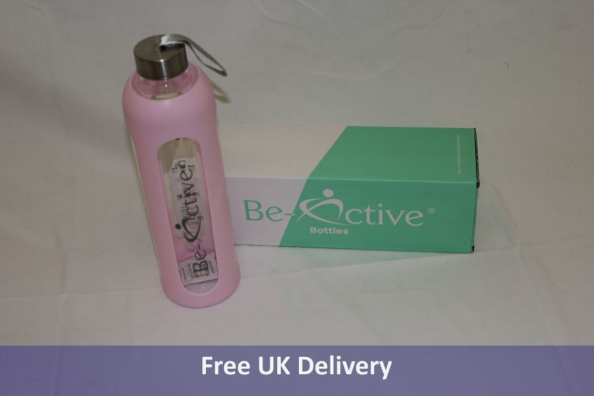 Be-Active Glass Water Bottle, Pink, 1 Litre
