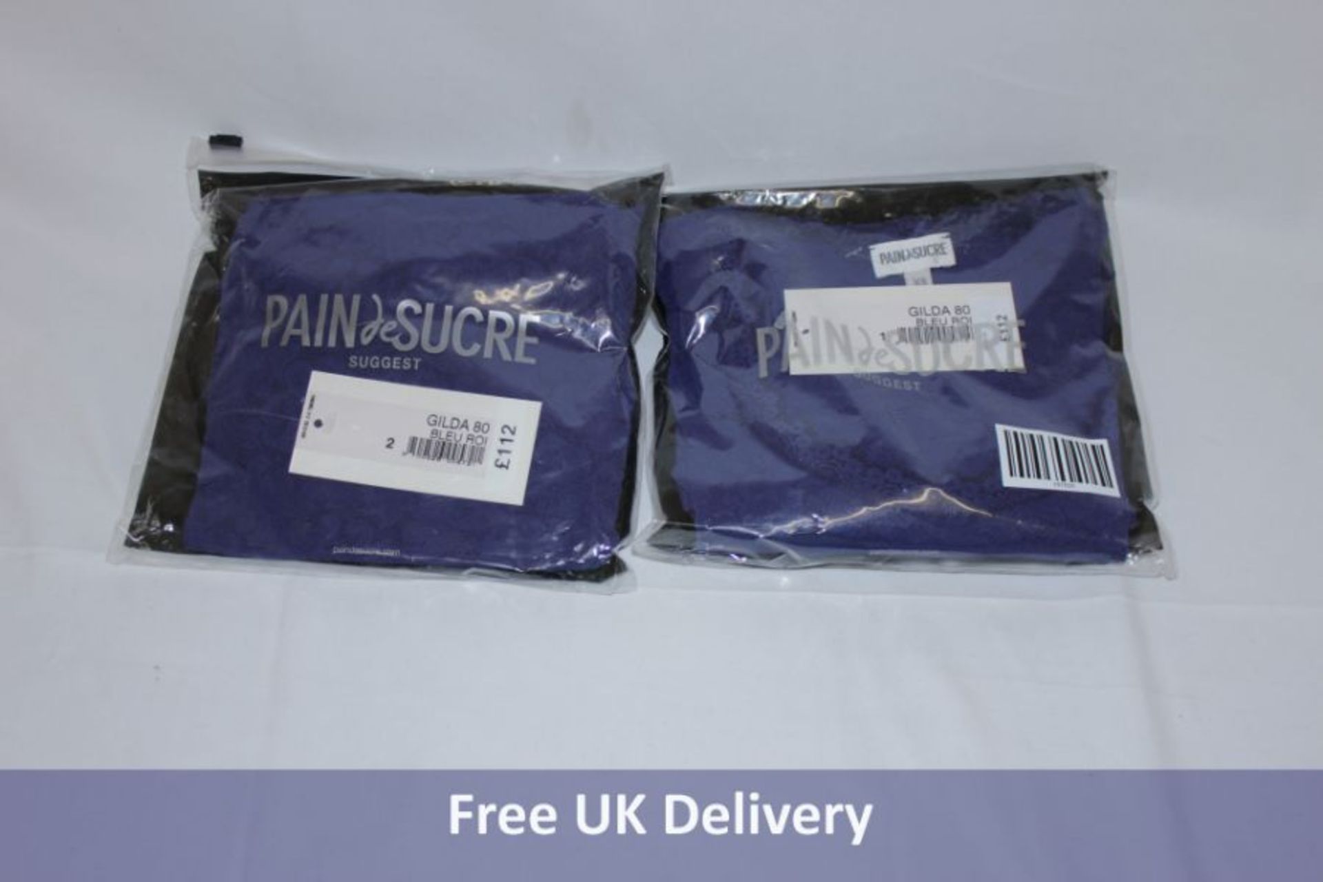 Two Pain De Sucre Gilda 80 Bleu Long Sleeved Tops, Dark Blue to include 1x Size XS and 1x Size S
