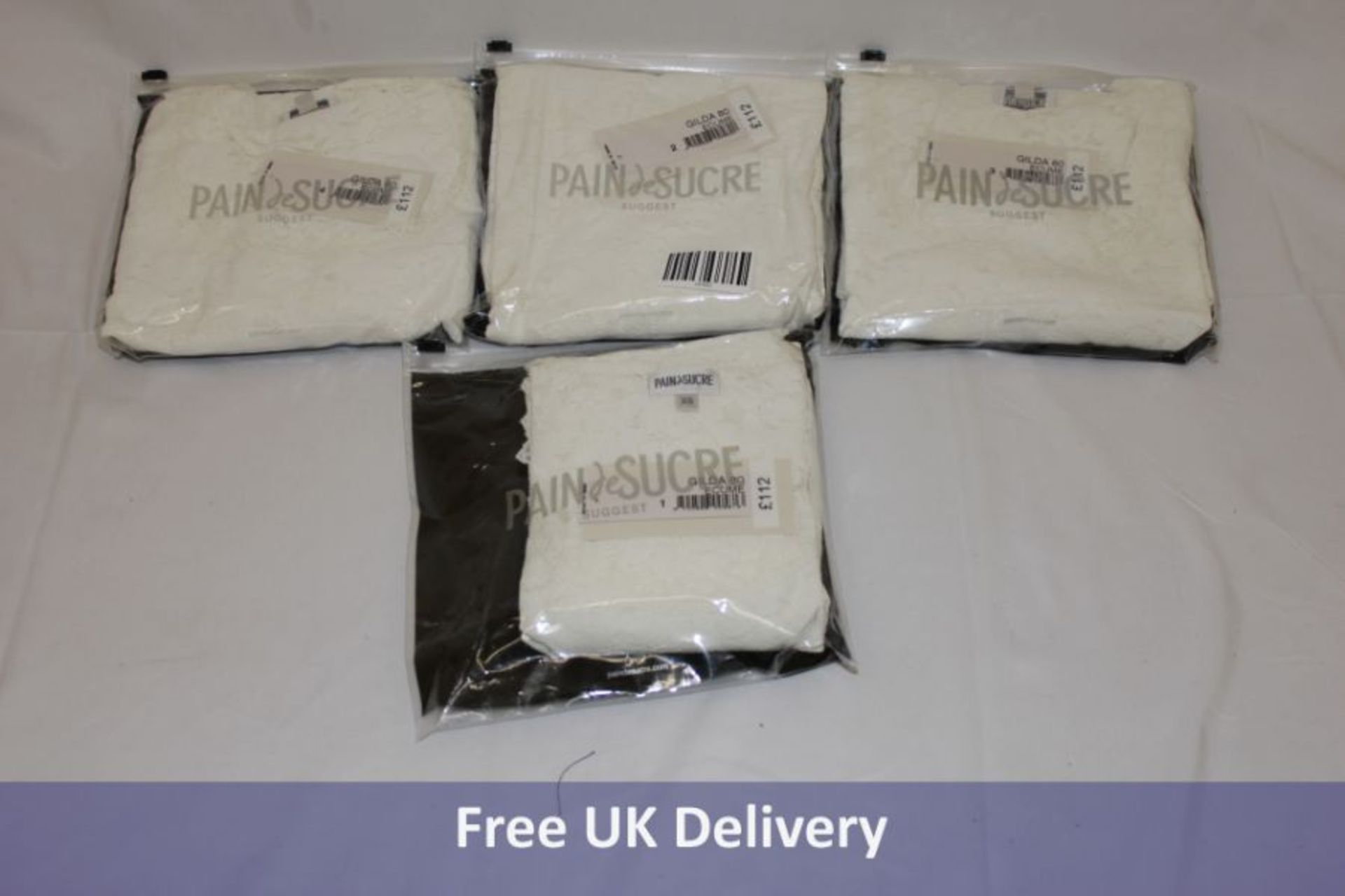 Four Pain De Sucre Gilda 80 Ecume Long Sleeved Tops, White, to include 1x XS, 1x S, 1x M and 1x L