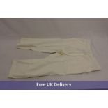 Nine pairs of Indigo Roc Ladies White Ribbed Back 3/4 Linen Pants to include 1x 10, 1x 12, 2x 14, 2x