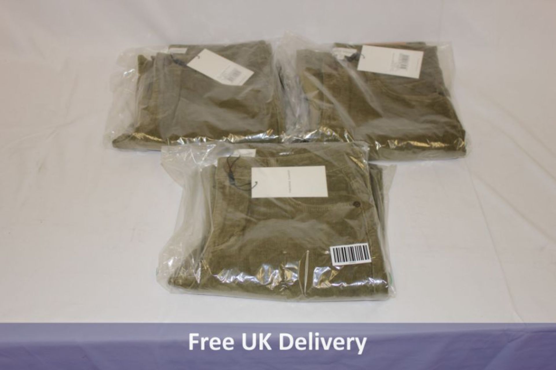 Three Fabienne Chapot Eva Corduroy Flare Trousers, Army Green, UK 10