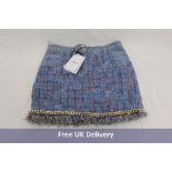 Balmain Ladies Blue Tweed Detail Denim Skirt, Size 40