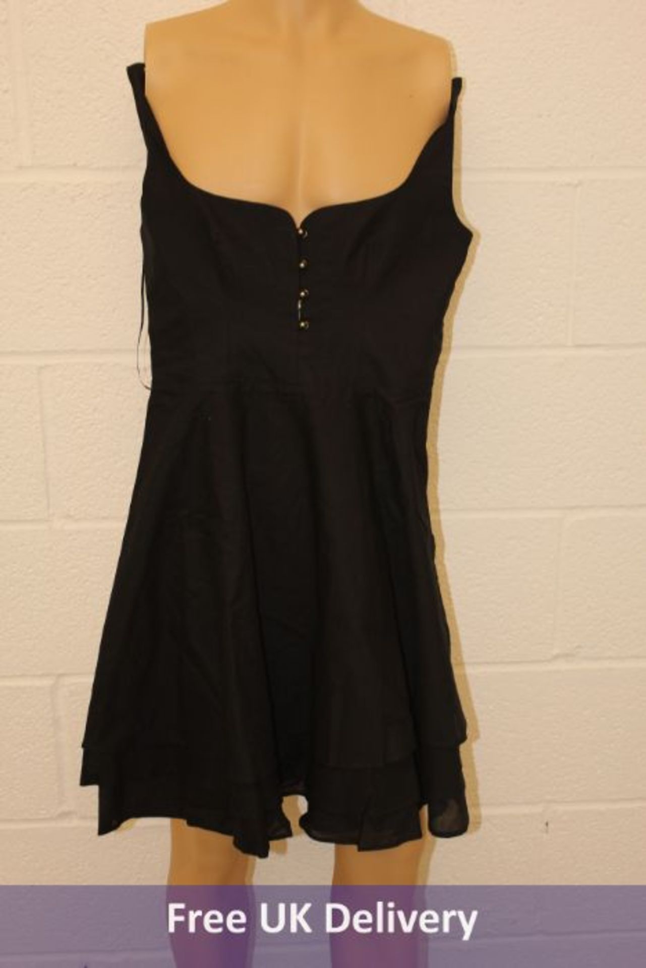 Esteban Cortazar Tiered Pleated Cotton Mini Dress, Black, Size M