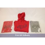 Three Fox Racing Youth Legacy products to include 1x Kid's Fleece Hoodie, Red, Medium, 1x SS Tee, Re