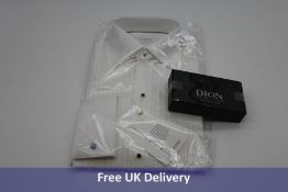 Eton Contemporary Plisse Tuxedo Shirt, White, Size 39 and Dion Silk Satin Self-Tie Bow Tie