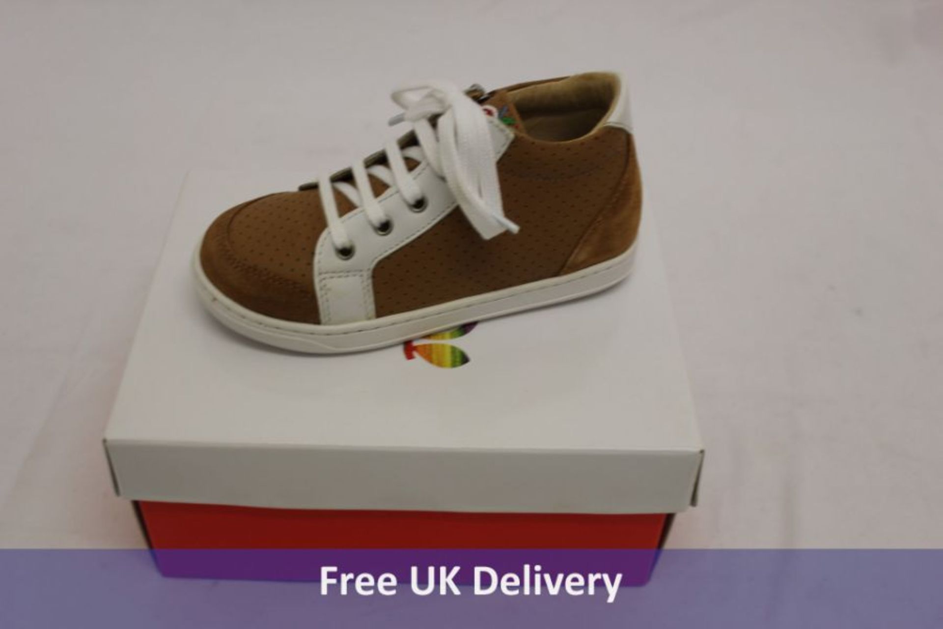 Two Pairs of Shoo Pom Bouba Zip Box Boys' Trainers, Camel/White, Size 27