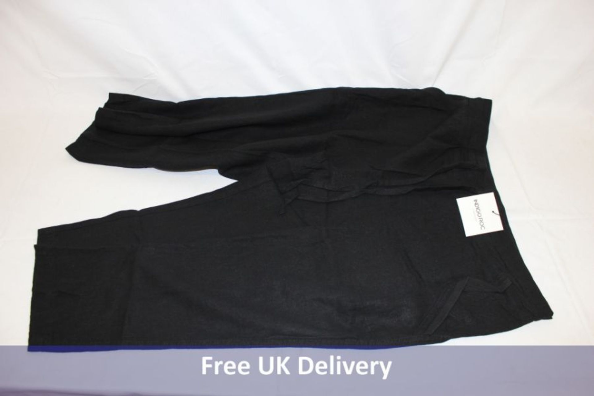Nine pairs of Indigo Roc Ladies Black Ribbed Back 3/4 Linen Pants to include 1x 10, 1x 12, 2x 14, 2x