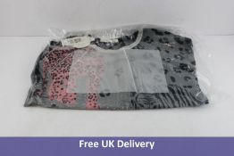OUI Women's Animal Print Top, Grey and Pink, Size XS
