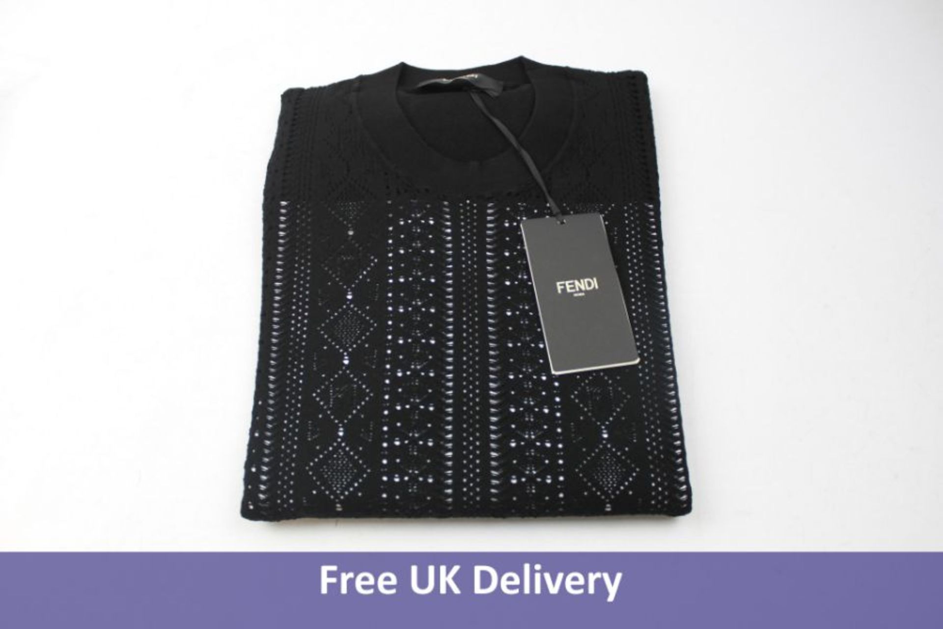 Fendi Men's Ff-flocked Cotton-blend Jersey Sweatshirt, Black, Size L