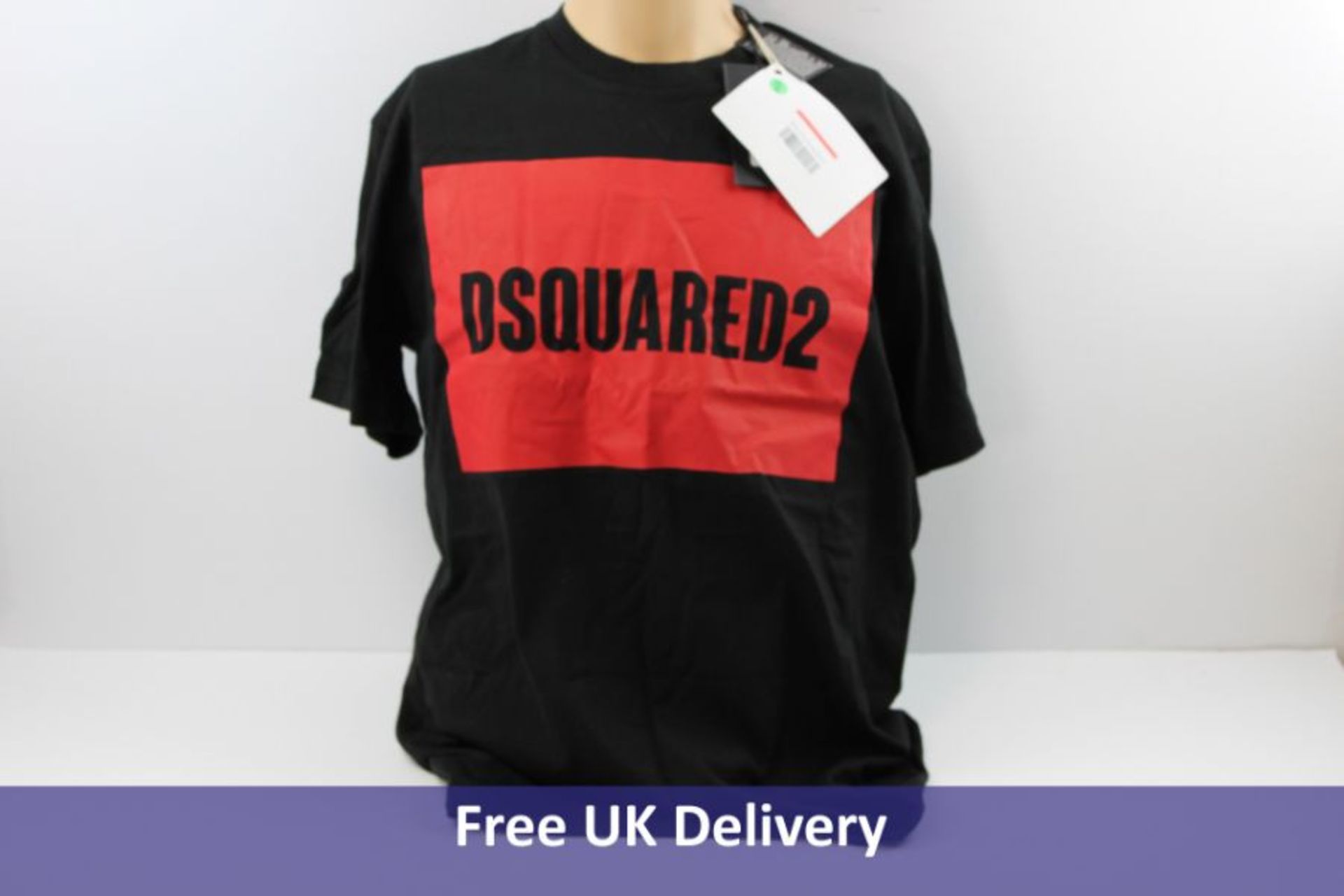 DSquared2 Men's Crew Neck T-Shirt, Black and Red, Size XL