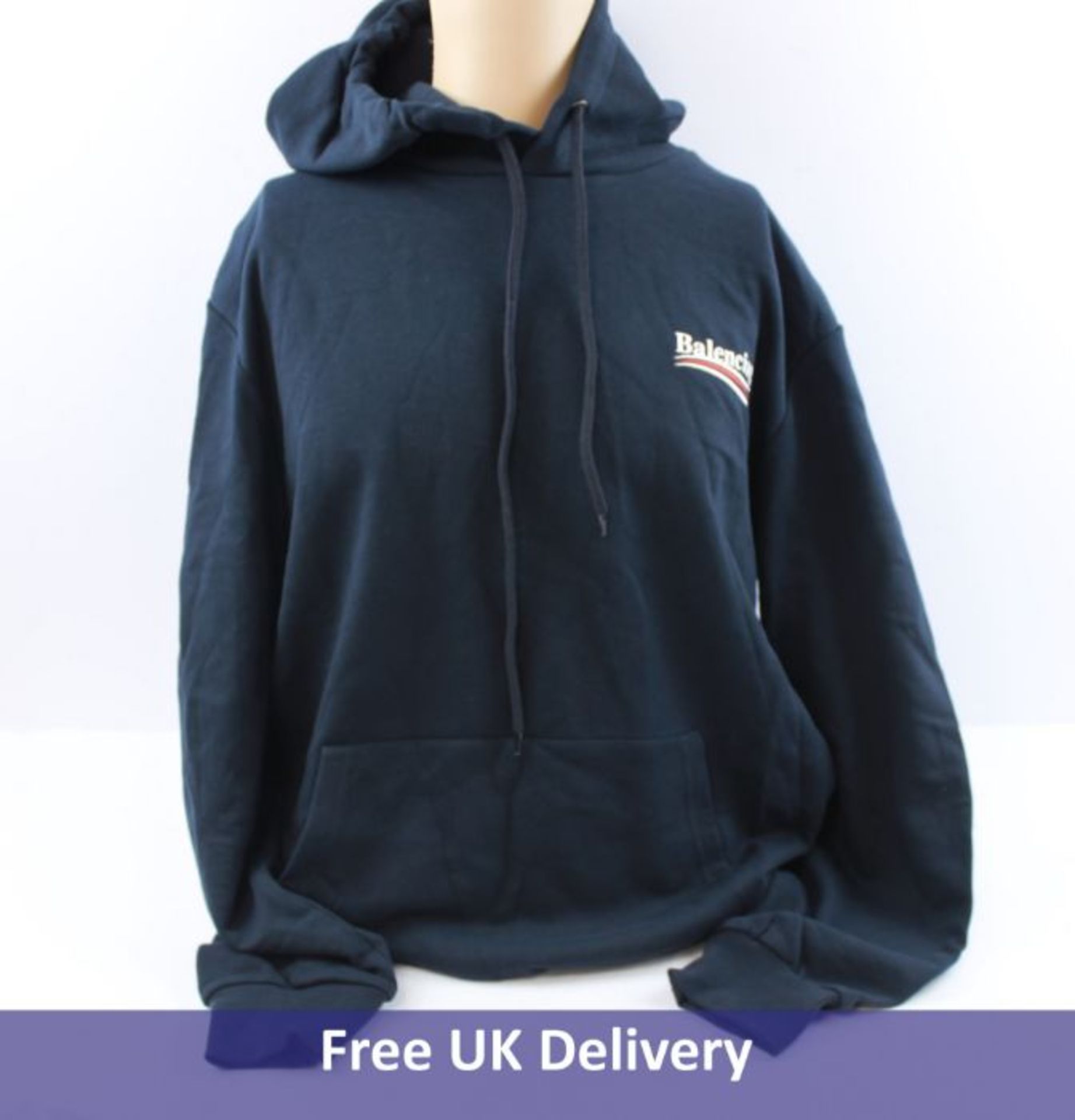 Balenciaga Men's Hoodie, Navy, Size XXL