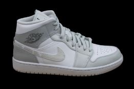 Nike Air Jordan 1 Trainers, Mid Swoosh Logo Grey Camo, White, Photon Dust and Grey Fog, DC9035-100,