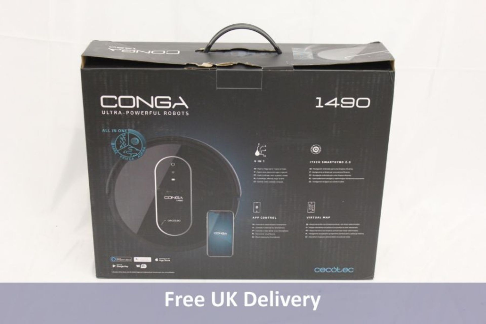 Cecotec Robot Vacuum Cleaner, Conga 1490 Impulse, 4 On 1 App, Smart System Itech. Used, not tested