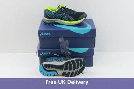 Two Pairs of Asics Children's Gel Cumulus 22 GS Trainers, French Blue and Hazard Green, to Include 1