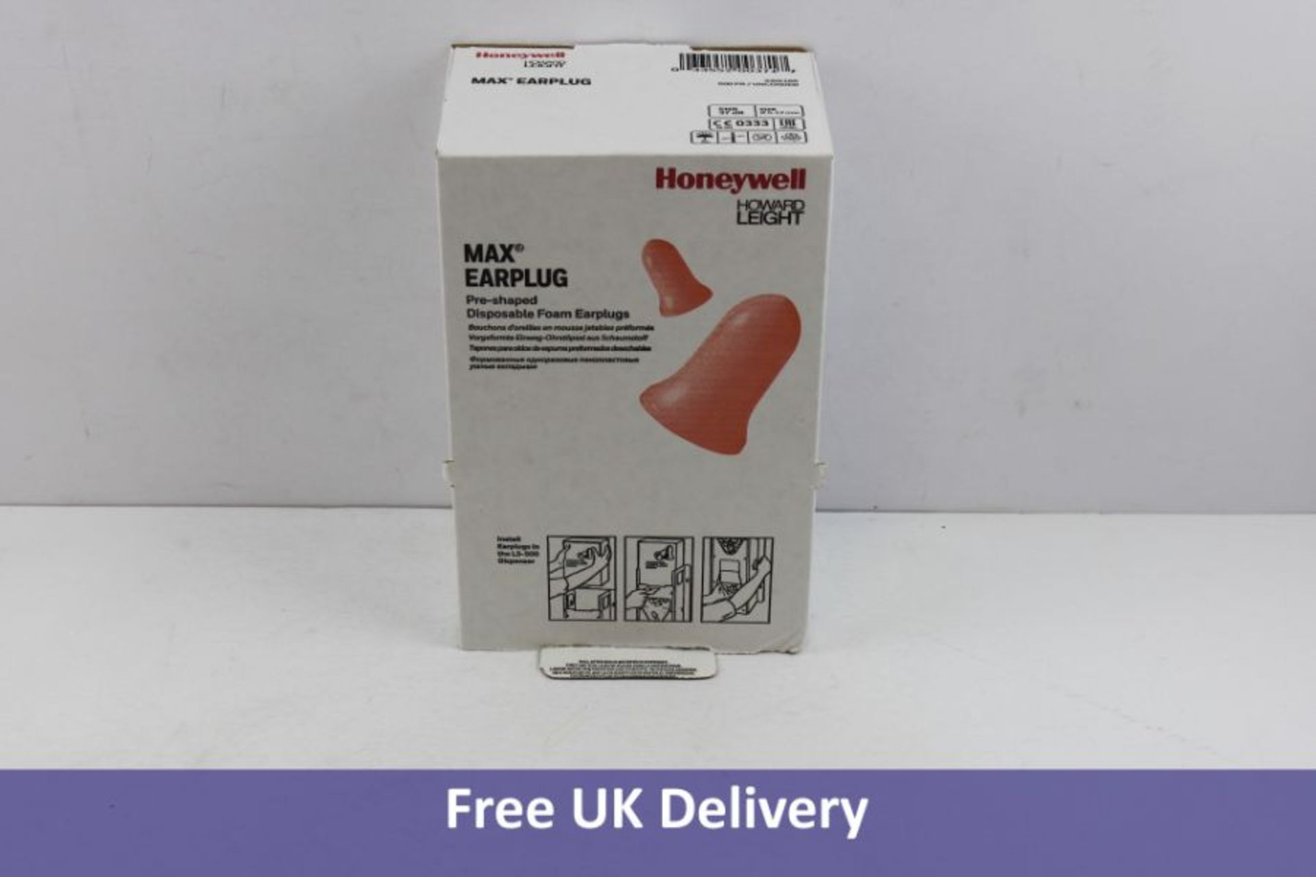 Box of 500 Honeywell Safety Uncorded Disposable Ear Plugs, Orange
