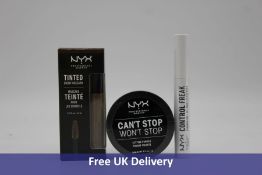 Twenty-four NYX Professional Make-Up to include 3x Tinted Brow Mascara, Brunette, 6.5ml, 3x Can't St