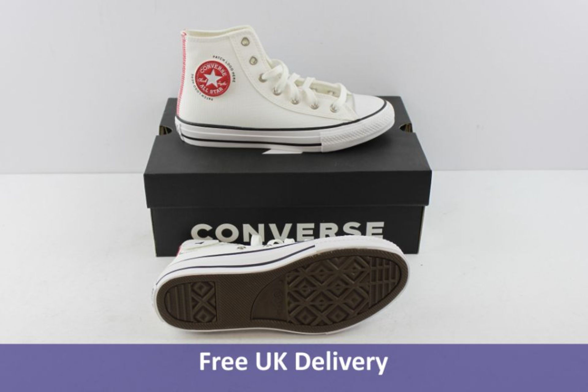 Converse Junior All Star Trainers with Patch Logo, White, UK 3.5