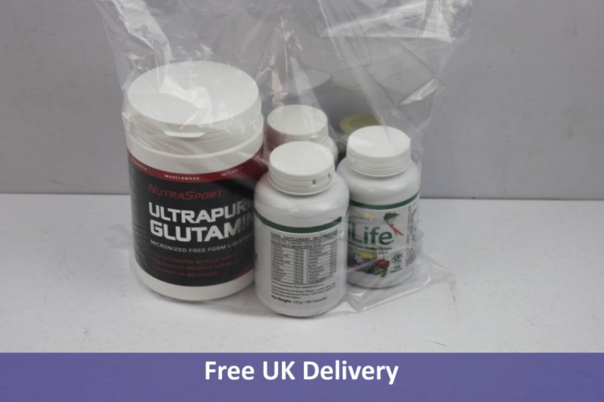 Six Items of Supplements to Include 1x Nutra Sport Ultra Pure Glutamine 500 G, Exp 06.22, 1x Vitalit