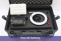 Four Items of Filming Kit to Include 1x Panasonic 4k Ultra HD Nature Camcorder, HC-VXF990EB-K, 1x Ca