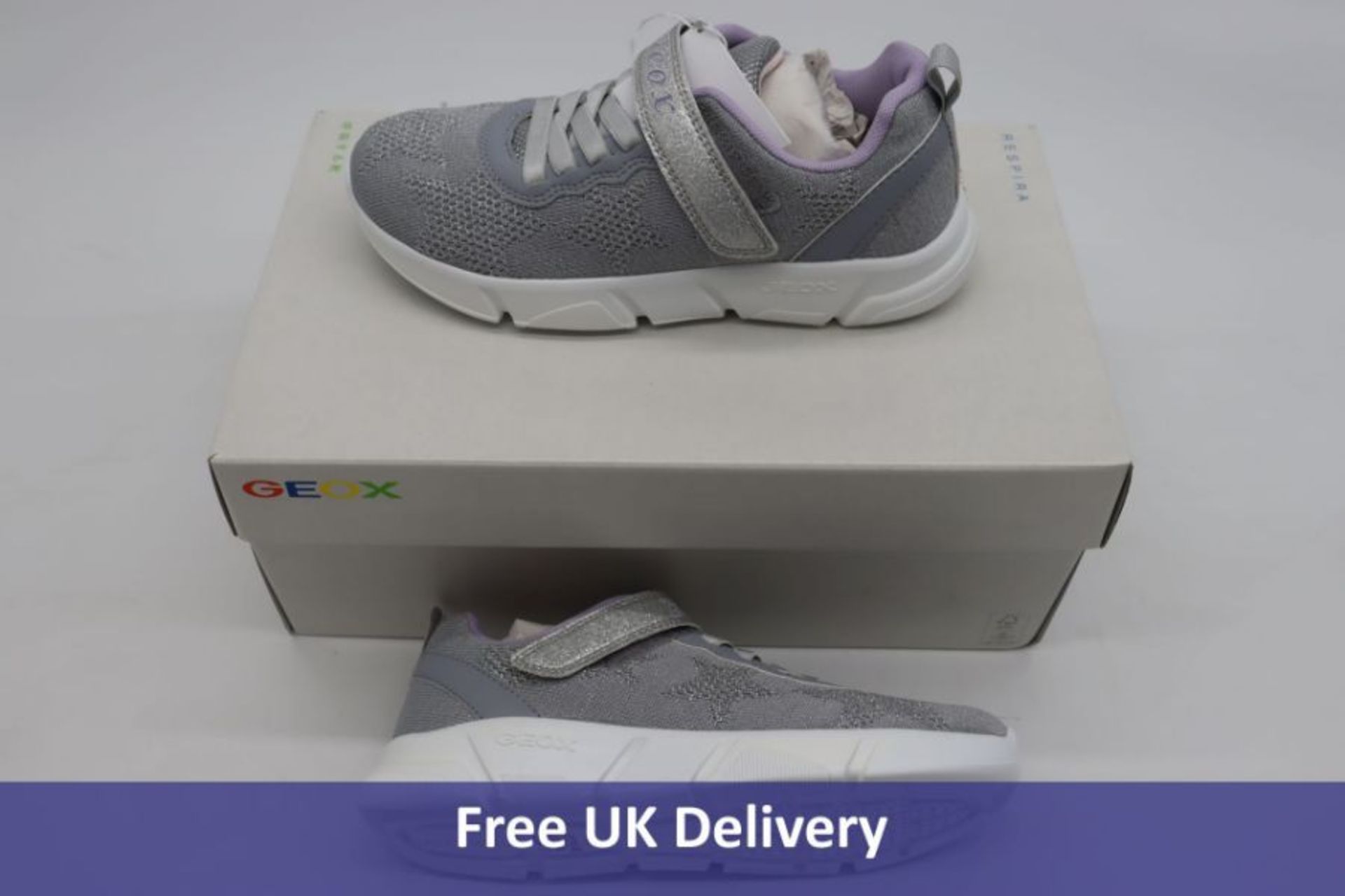Geox J Aril G trainers, Silver, Lilac, UK 3