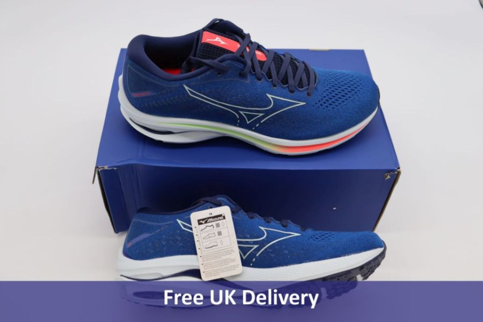 Mizuno Wave Rider 25 Women's Running Shoes, Blue/Peach, UK 9