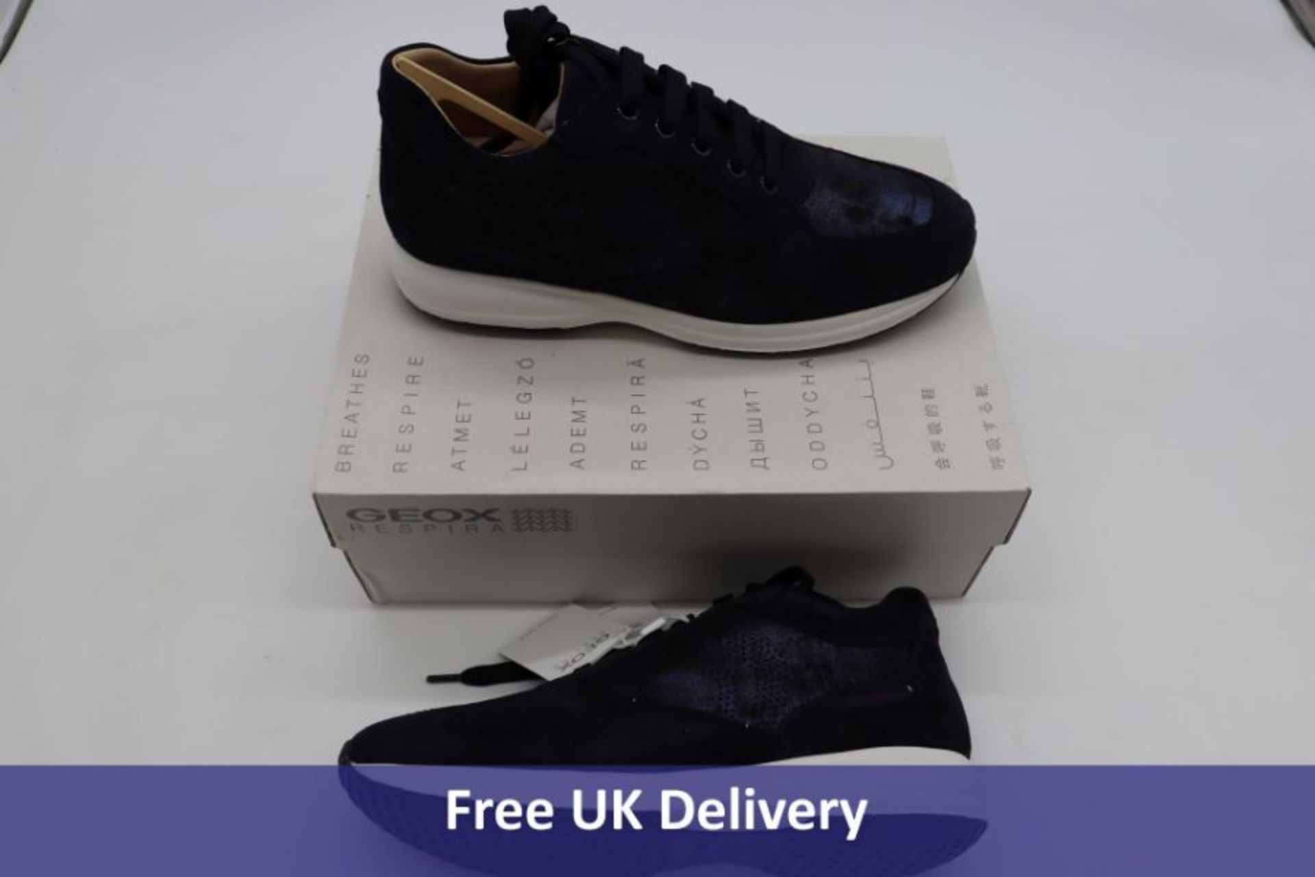 Geox D Happy B- Shiny Sue Trainers, Navy, UK 6