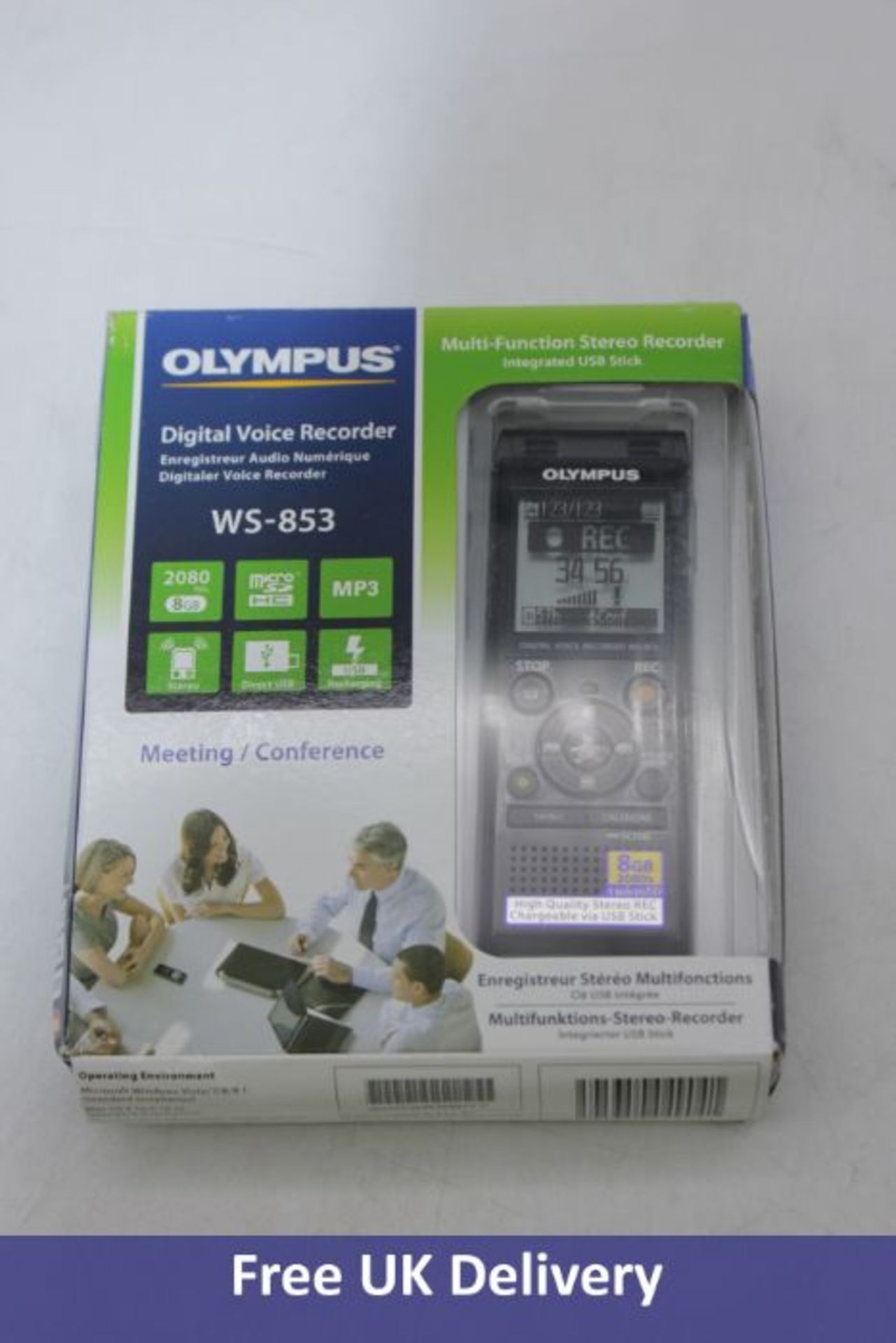Four Olympus WS-853 8GB Digital Voice Recorders, Black