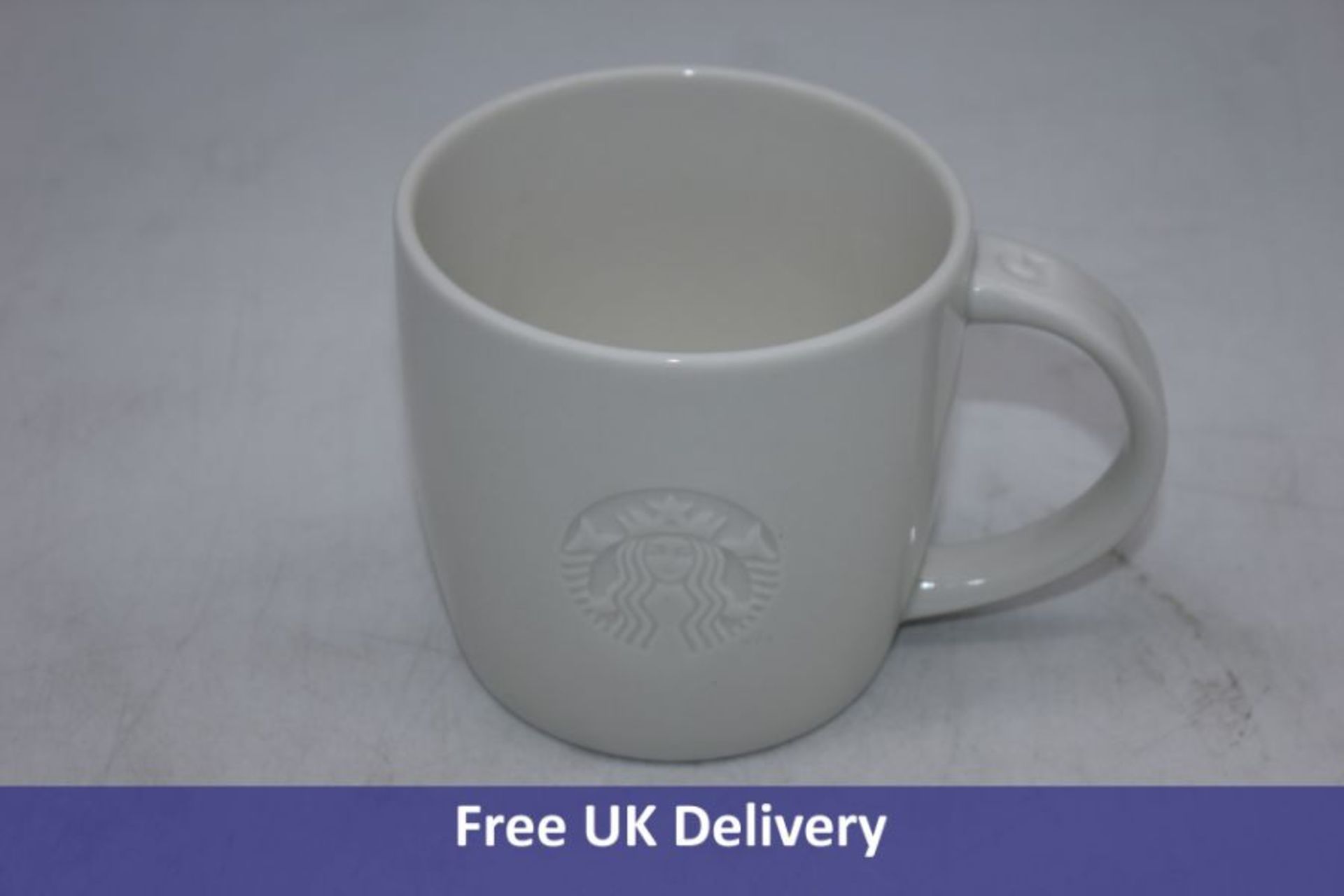 Eight Starbucks Coffee Mugs, Collectors Grande Classic, White 16 Oz