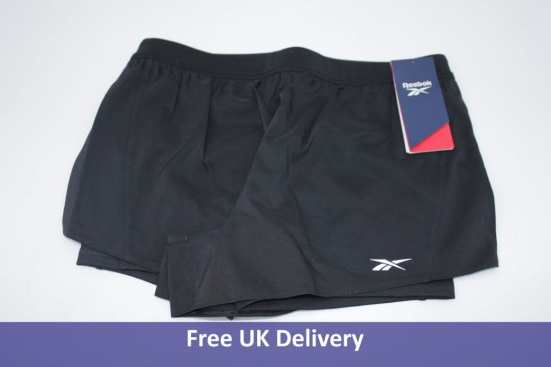 Eight Pairs Reebok RE Two In One Shorts, Black, UK XS