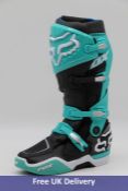 Fox Instinct Motocross Boots, Black/Teal, 9M EUR Size 42.5