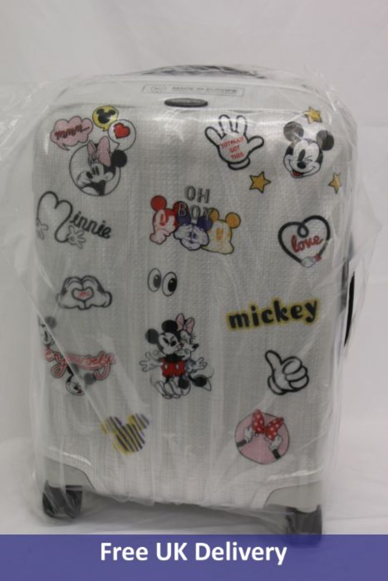 C-Lite Disney Spinner Suitcase, Minnie/Micky Stickers, 4 wheels, 55cm x 20cm