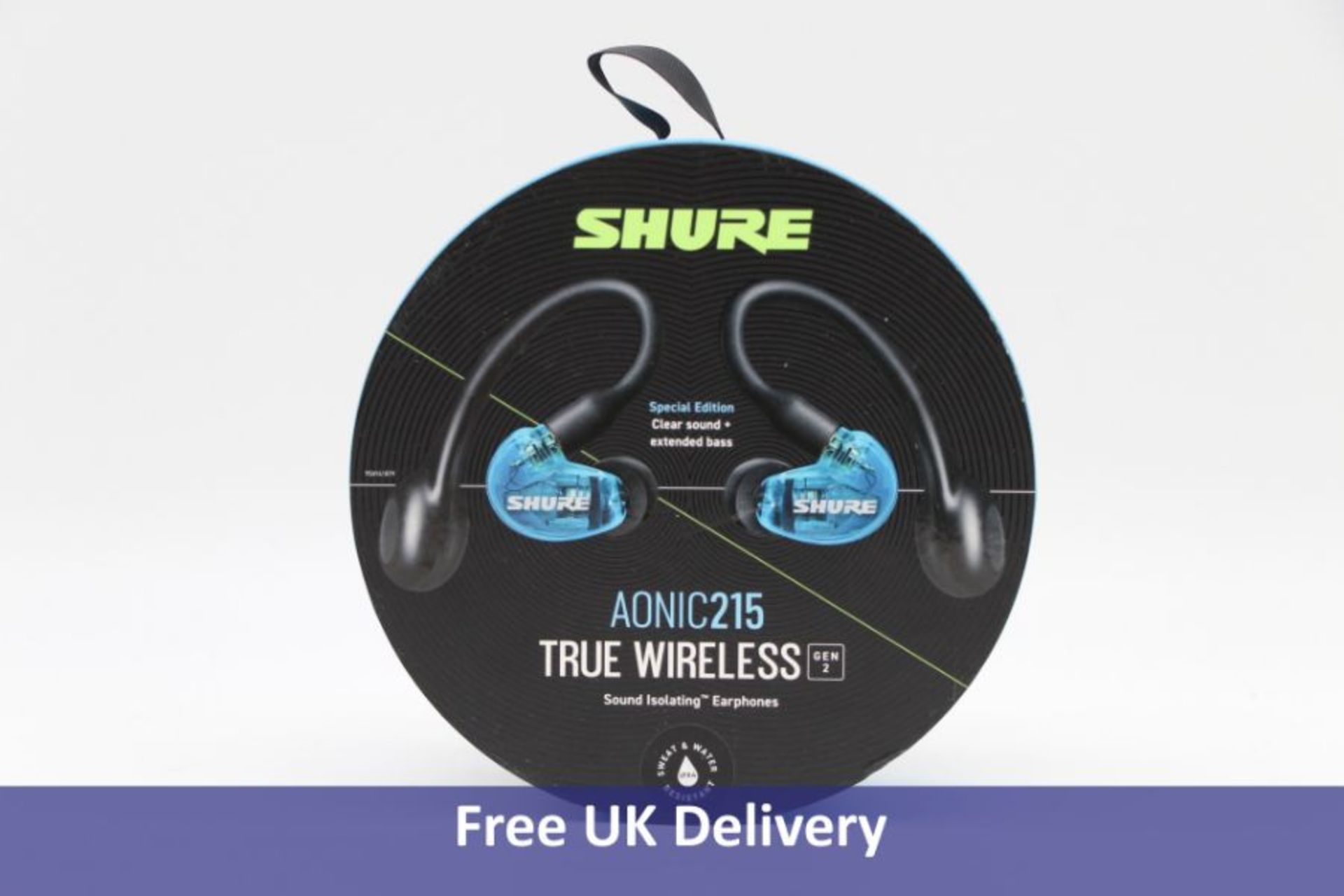 Three Shure A0nic215 True Wireless Earphones, Black/Blue