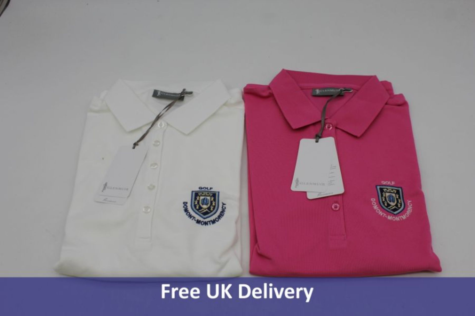 Six Glenmuir Ladies Misha Performance Pique Long Sleeve Golf Polo Tops, 1x Hot Pink, L, 1x White, L, - Image 2 of 3