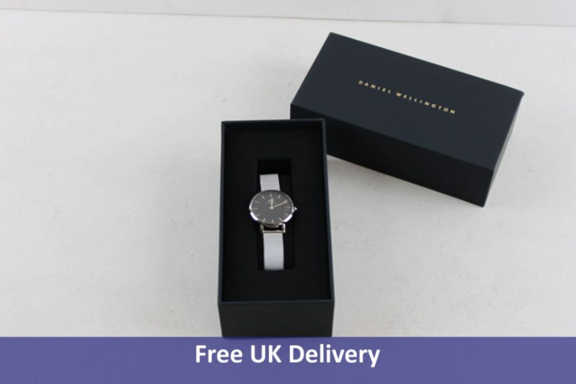Daniel Wellington Petite Watch, 28mm, Sterling Silver with Black Face Watch
