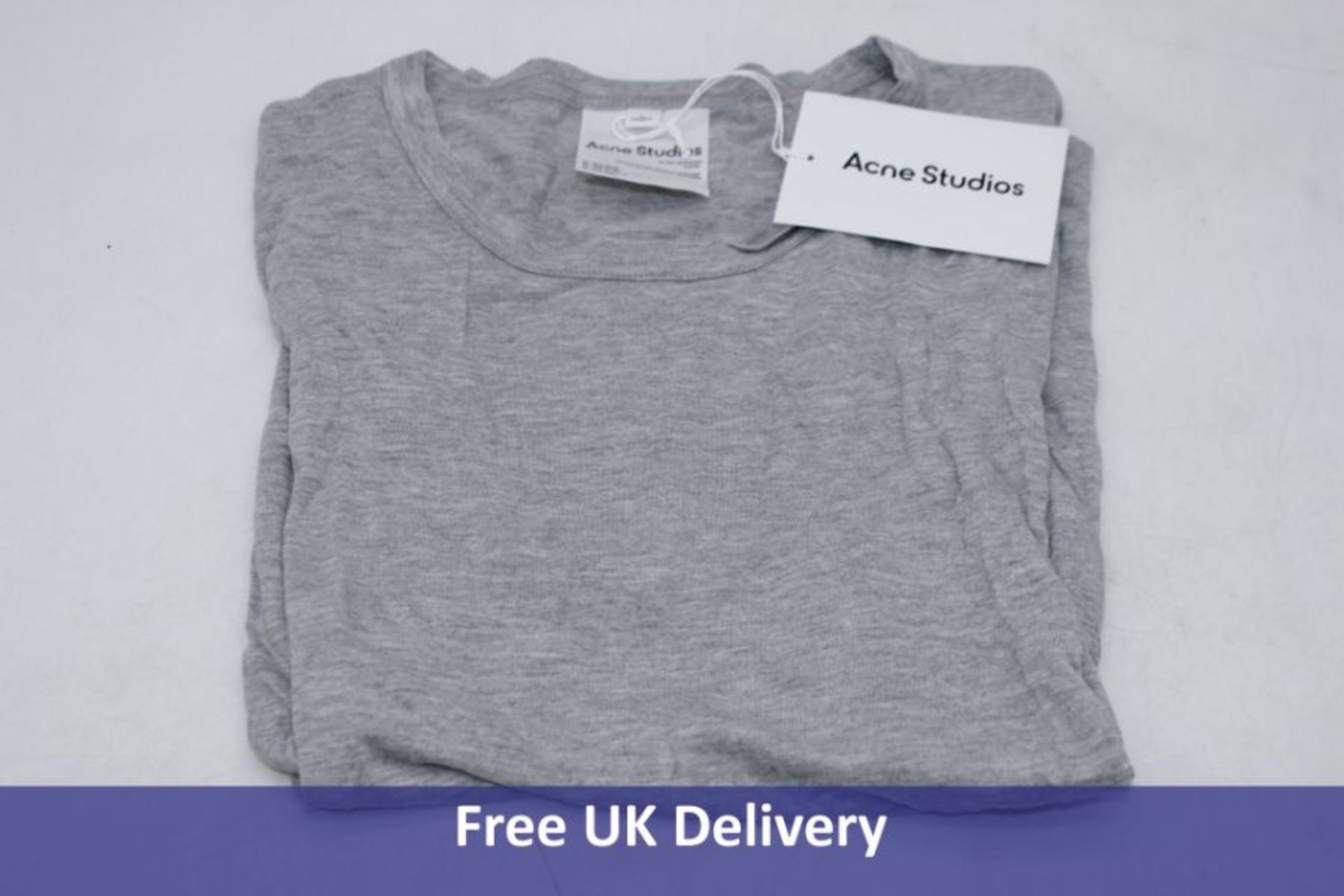 Five Acne Studios Women's Plain T-Shirts to include 1x Light Grey, XS, 1x Light Grey, S, 1x Light Gr