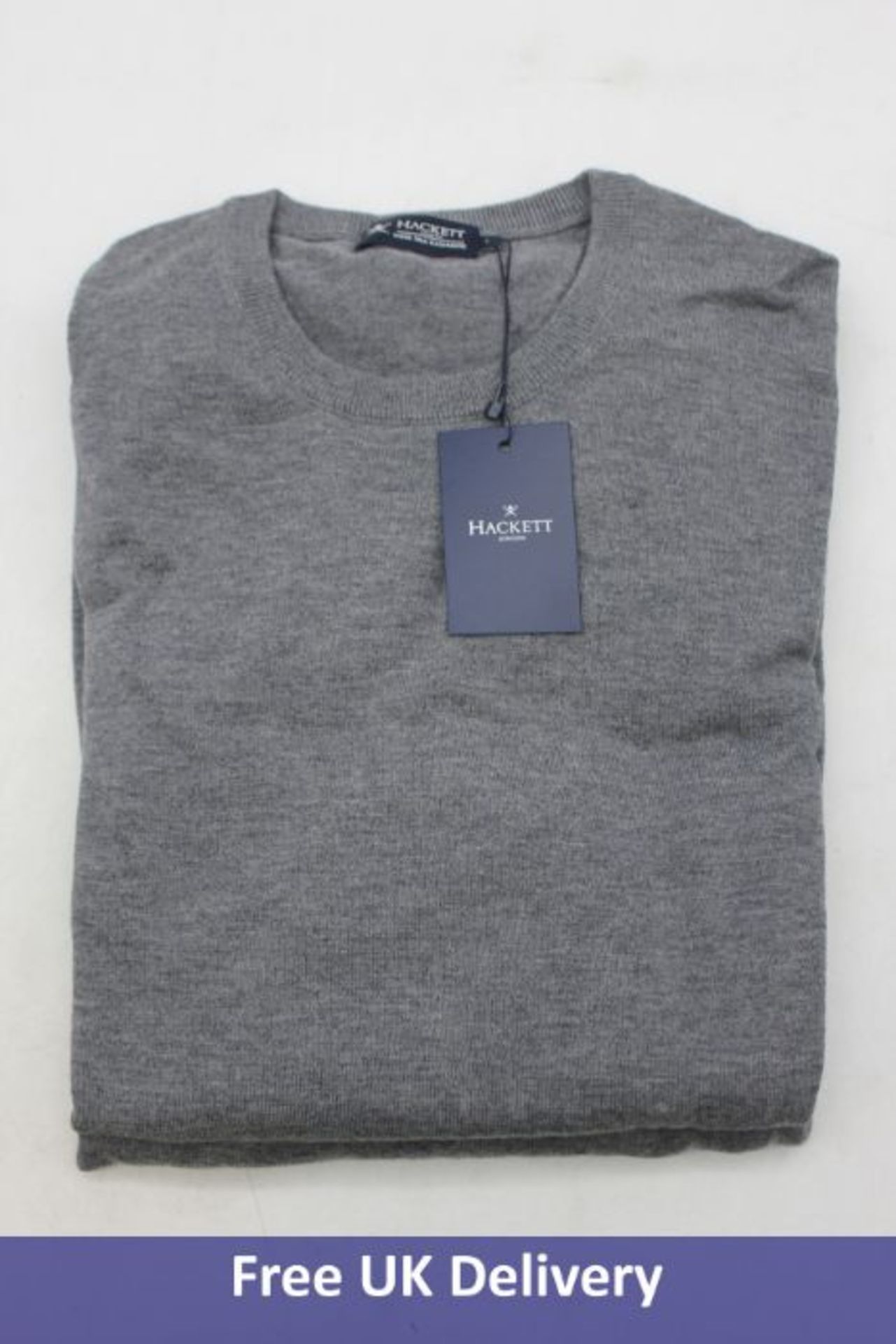 Hackett London Men's Wool Silk Cashmere Jumper Grey, Size L