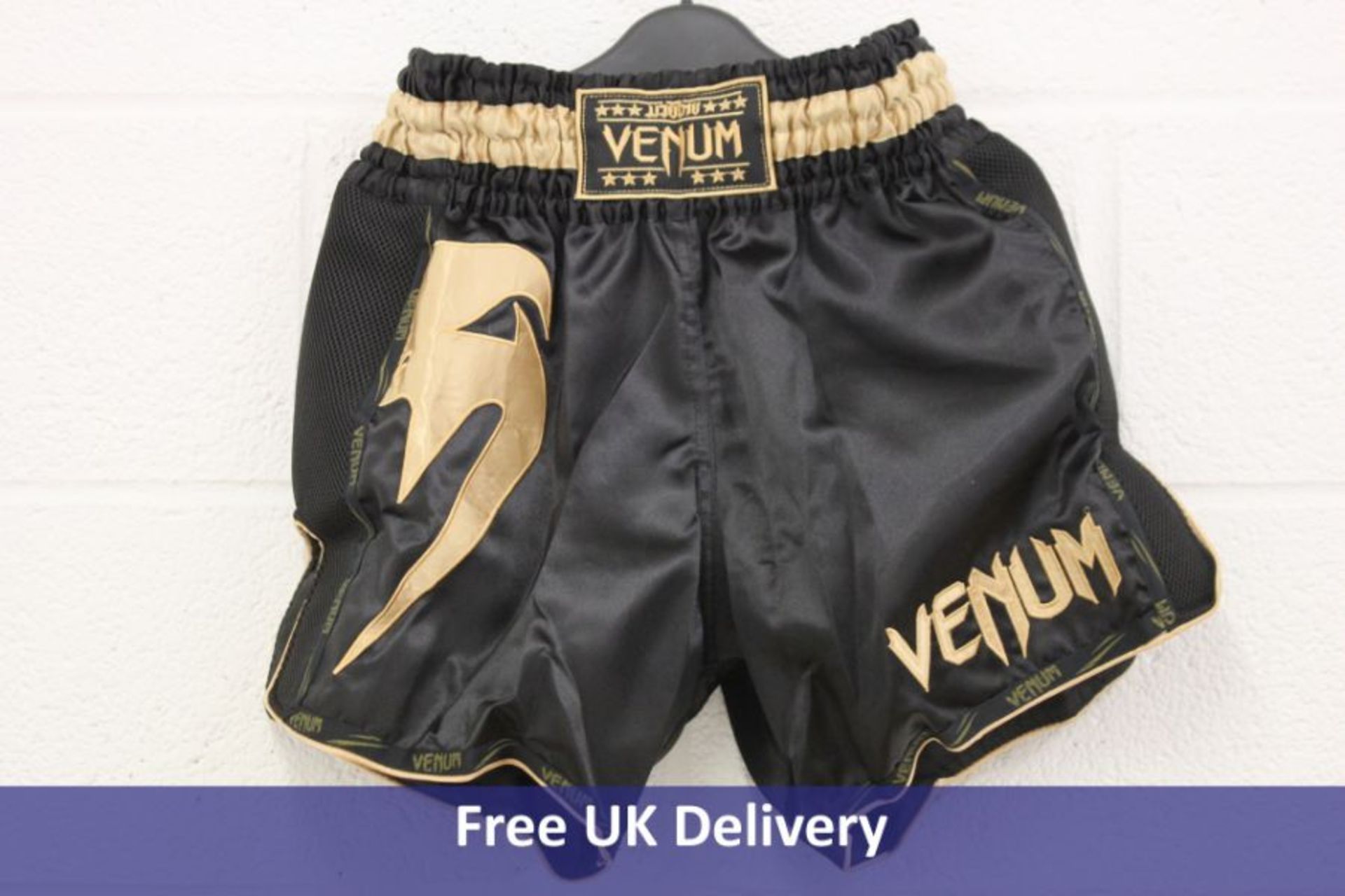 Venum Giant Men's Muay Thai Short, Black/Gold, Size XXL