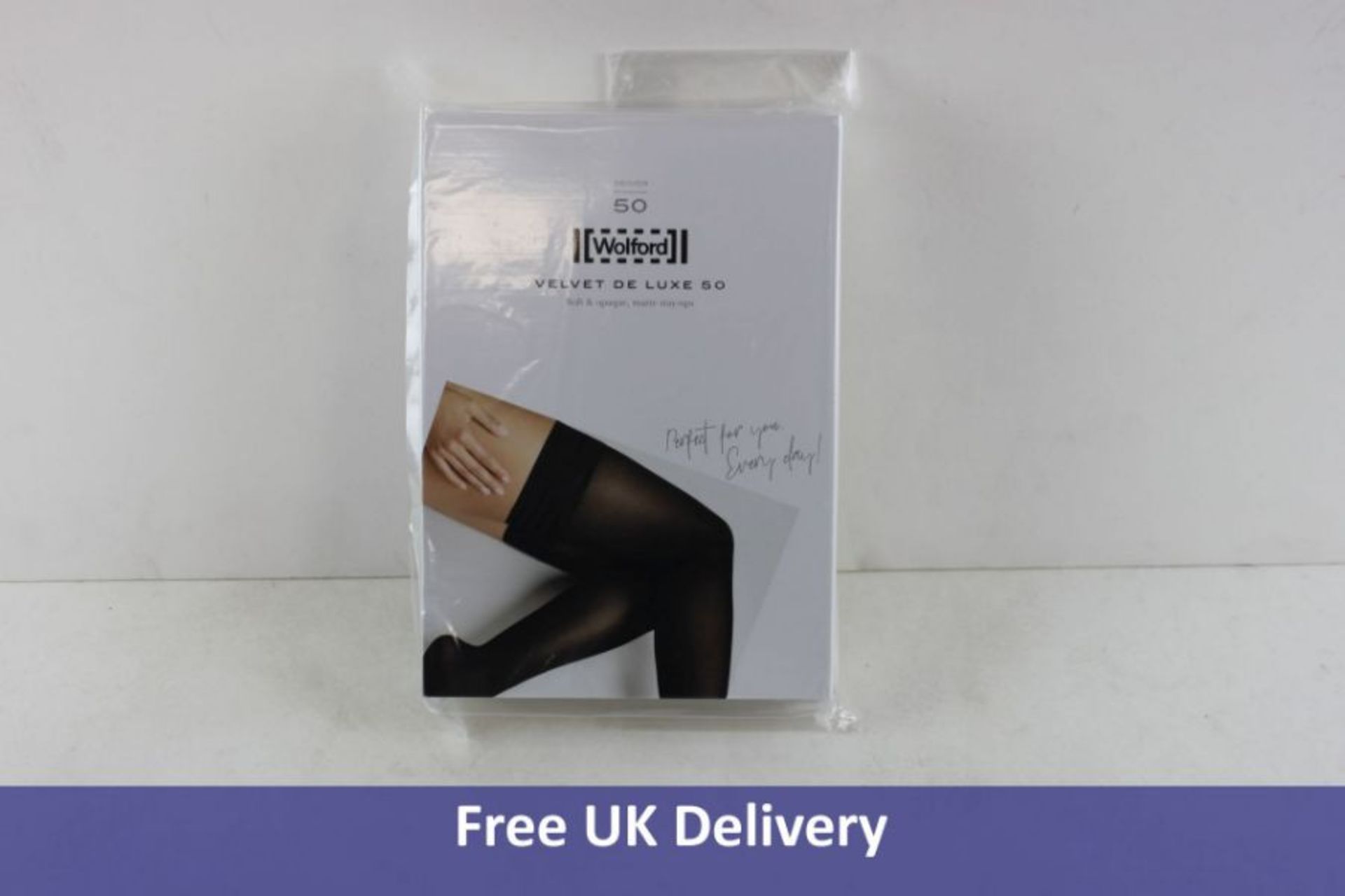 Two pairs of Wolford Velvet De Luxe 50 Tights, Denier 50, Black, Size L