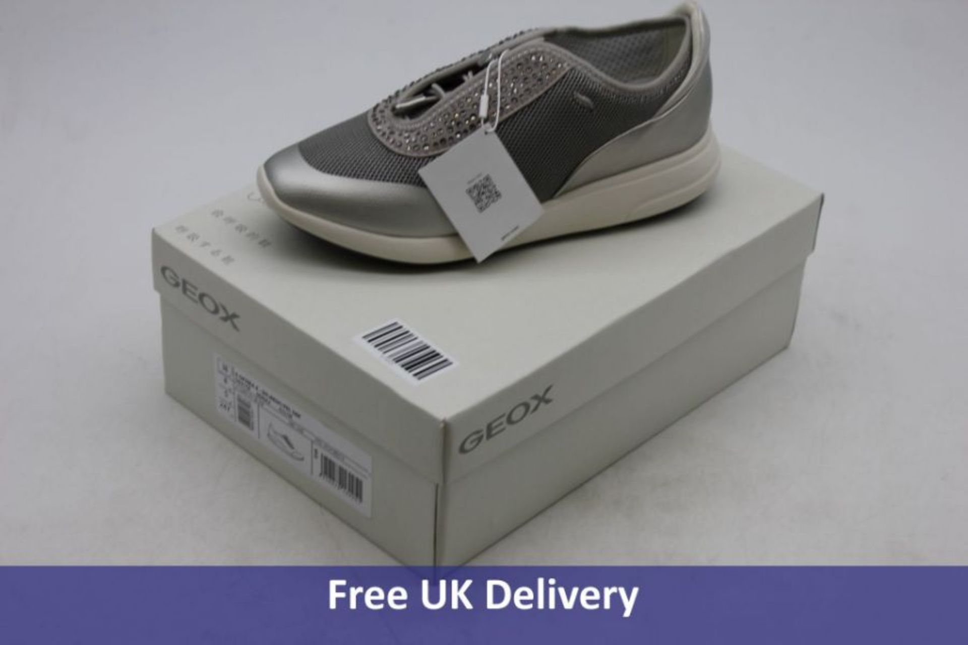 Five Geox Ophira Woman's Trainers, 1x Black/Black, UK 5, 1x Black/Black, UK 6, 2x Light Grey/Light S - Image 3 of 5