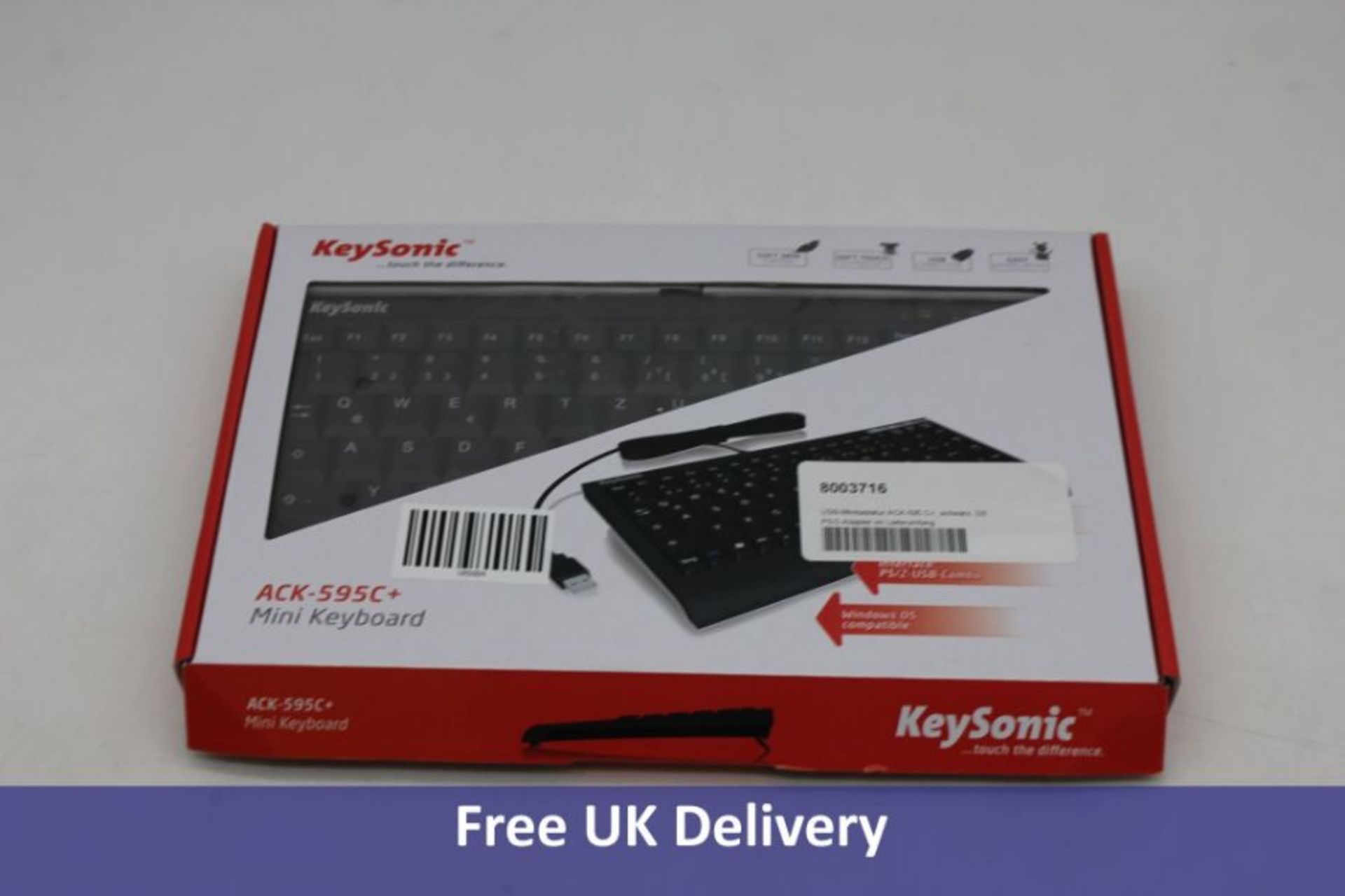 KeySonic ACK-595 C+ Keyboard, USB + PS/2, Home, US English, Wired